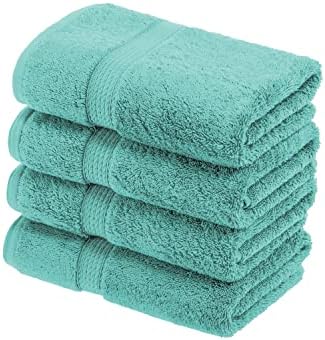 SUPERIOR Egyptian Cotton Plush & Absorbent, Hand Towel Set of 4, Turquoise