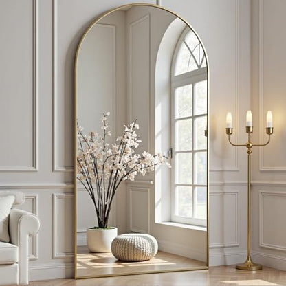 Dewfig Full Length Mirror, 70"x26" Arched Full Body Mirror, Gold