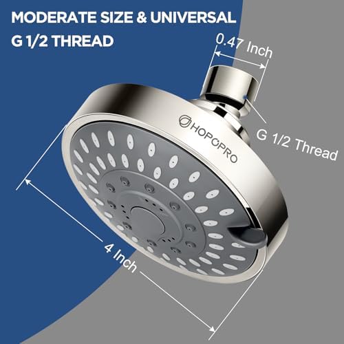 High Pressure Shower Head, HOPOPRO 5-Mode Fixed Showerhead, NBC Recommended