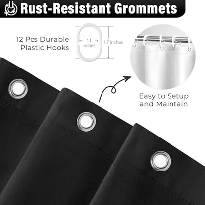 Seasonwood Black Ruffle Shower Curtain Farmhouse Shower Curtain 72 X 84