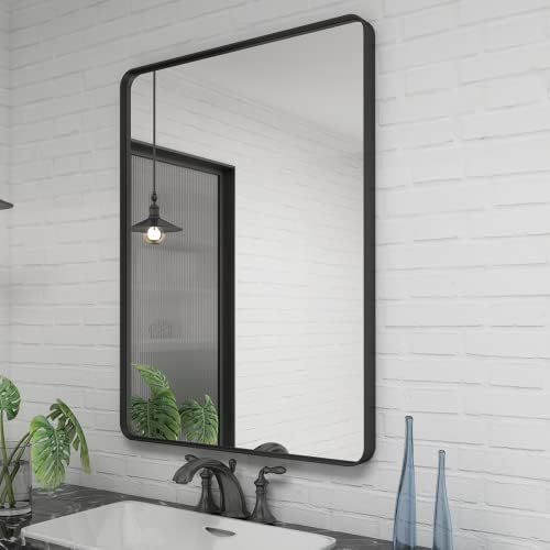 24x36 Inch Black Framed Bathroom Mirror for Wall