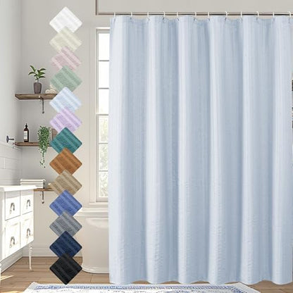 Aiyufeng Glacier Blue Shower Curtain for Bathroom, Embossed Textured Fabric Shower Curtain for Bathroom - Soft Cloth & Hotel Spa, Machine Washable, 72X84,Glacier Blue