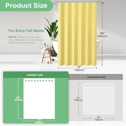 Dynamene Extra Long Waffle Shower Curtain 256 GSM Fabric 72x96 Yellow