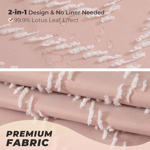 Blush Pink Boho Fabric Shower Curtain 72 x 80 Inches