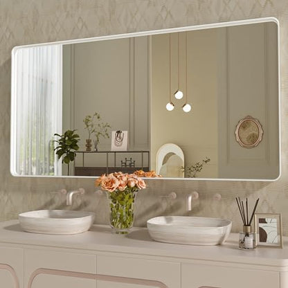 WEER White Bathroom Vanity Mirror 60x28 Inch