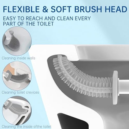 RV Toilet Bowl Brush by, Silicone Bristles, Wall-Mounted, Anti-Roll & Anti-Drip Design | Safe for RV Toilets, Travel Trailers, Campers | Durable & Easy to Clean | Made by RVers for RVers