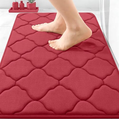OLANLY Memory Foam Bath Mat Rug 30x20, Ultra Soft Bathroom Rugs, Red