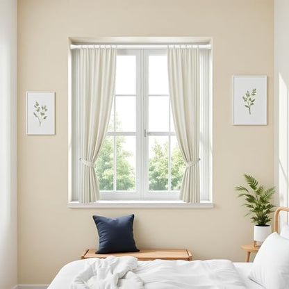 2PCS White Tension Rods for Windows 28 to 48 Inch,No Slip Tension Curtain Rod Adjustable Curtain Rods Spring Curtains Rod No Drill Spring Loaded Curtains Rods for Closet, Window, Doorway