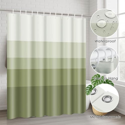 Bathroom Sets with Shower Curtain and Rugs, 4 Pcs, Ombre Striped