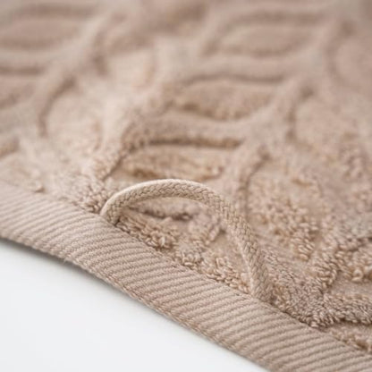 BAGNO MILANO Turkish Cotton Bath Towels, Hand Towels - Soft Plush Jacquard Collection - Highly Absorbent Towel Set (Sand Beige, Bath Sheet 35x70)