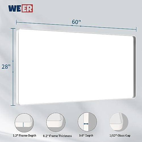 WEER White Bathroom Vanity Mirror 60x28 Inch