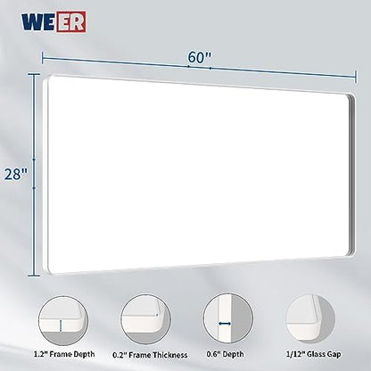 WEER White Bathroom Vanity Mirror 60x28 Inch