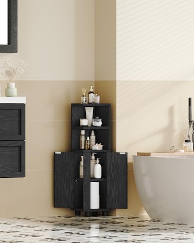 Hzuaneri Corner Cabinet, Small Bathroom Corner Cabinet with Doors
