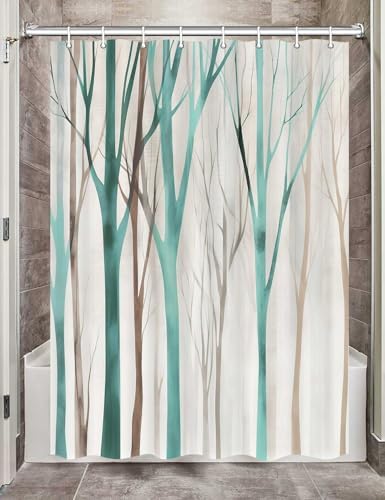 Birch Forest Abstract Shower Curtain Farmhouse Bathroom Decor 72X72 Inch