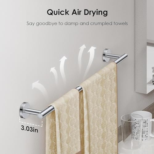 FORIOUS Bathroom Accessories, 4-Piece Bathroom Hardware Set - 18" Towel Bar