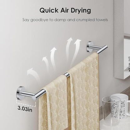 FORIOUS Bathroom Accessories, 4-Piece Bathroom Hardware Set - 18" Towel Bar