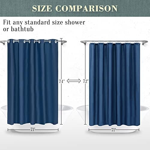 No Hook PEVA Shower Curtain or Liner, Standard Size 71x74, Navy Blue