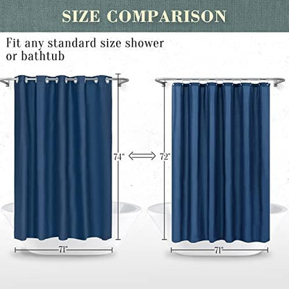 No Hook PEVA Shower Curtain or Liner, Standard Size 71x74, Navy Blue