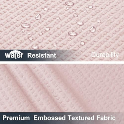 OWENIE Pink Shower Curtain for Bathroom 78 Inches Long, 3D Embossed Textured Fabric Farmhouse Shower Curtain Soft Cloth, Water Repellent, Machine Washable, Hotel Style, 72" W x 78" L, Pink
