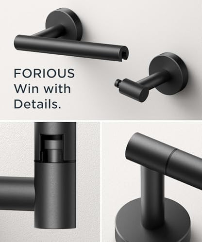FORIOUS Bathroom Accessories, 4-Piece Bathroom Hardware Set - 18" Towel Bar