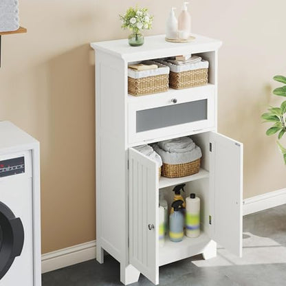ChooChoo Bathroom Cabinet with Flip Glass Drawer,Freestanding