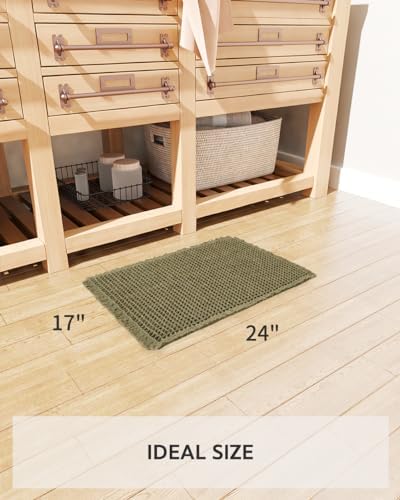tchdio Waffle Bath Mat Rug, Super Absorbent Non Slip Bath Mats for Bathroom Mat Ultra Soft Bathmat Machine Washable Bathroom Rugs with Tassels, Bath Rugs Beside Tub, 17" x 24"