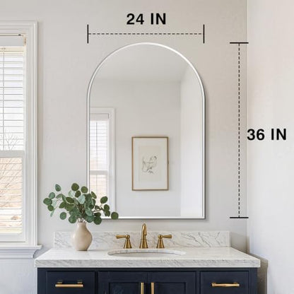 FICTOR 2 Pack 24" x 36" Arched Bathroom Vanity Mirror for Over Sink, Silver