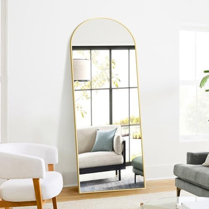 Arched Full Length Mirror, 70"x24" Standing Body Mirror for Wall, Gold