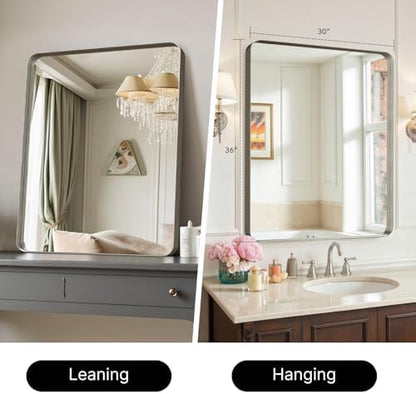 36"x30" Bathroom Vanity Mirror for Wall Aluminum Framed Farmhouse Rectangle