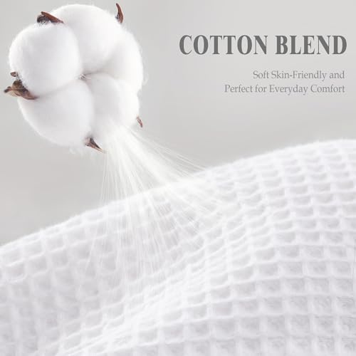 Waffle Weave Shower Curtain Heavyweight Cotton Fabric White 72Wx75L