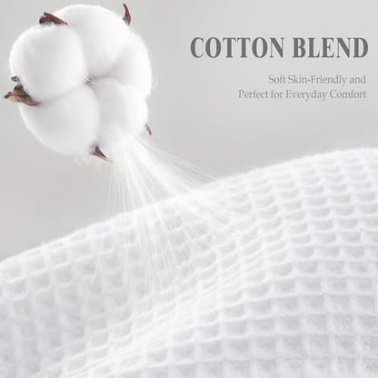 Long Waffle Weave Shower Curtain Heavyweight Cotton Fabric White 72Wx80L