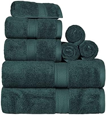 SUPERIOR Egyptian Cotton Ultra Plush & Absorbent, 8 Piece Set, Teal