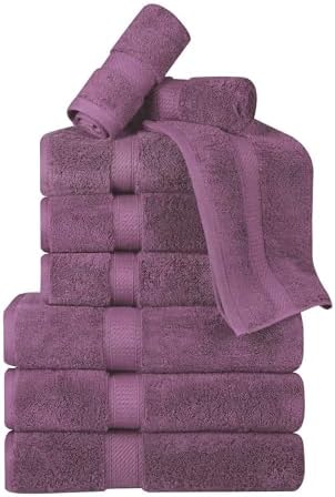 Superior Egyptian Cotton 800 GSM Plush & Absorbent, 9 Piece Set, Plum