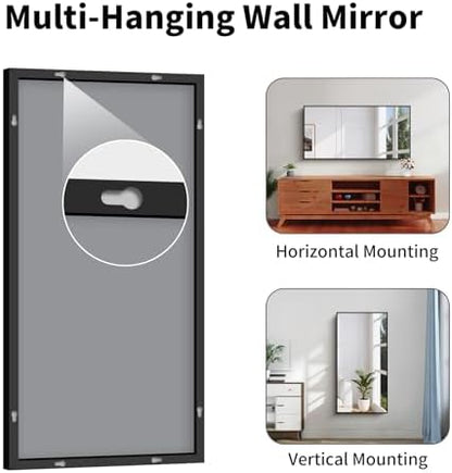 Koonmi Black Bathroom Mirror for Over Sink,Metal Framed 24"x48" Wall Mirror