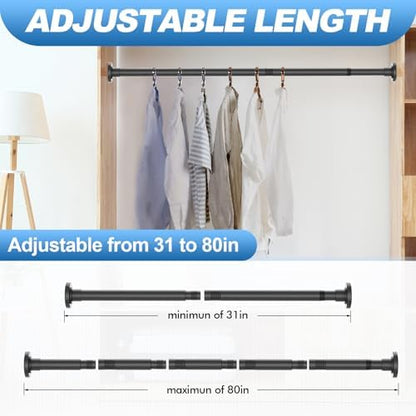 CorkLatta 2 Pack Heavy Duty Black Shower Curtain Rod 31 to 80 Inch