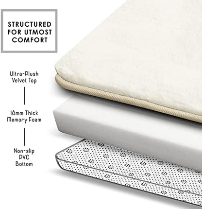 Clara Clark Bathroom Rugs, Velvet Memory Foam Bath Mat, Non-Slip, Machine Washable Bath Rugs - Dries Quickly, Ultra Soft Plush Bath Mats for Bathroom, 20 x 32, Solid White