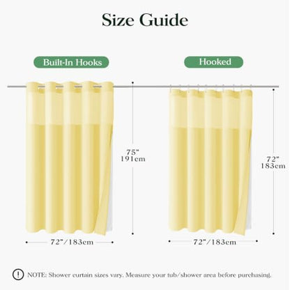 Dynamene Yellow Hook Free Waffle Shower Curtain & Snap Fabric Liner,72x75