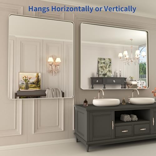 WEER Brushed Nickel Bathroom Vanity Mirror 40X32 Inch