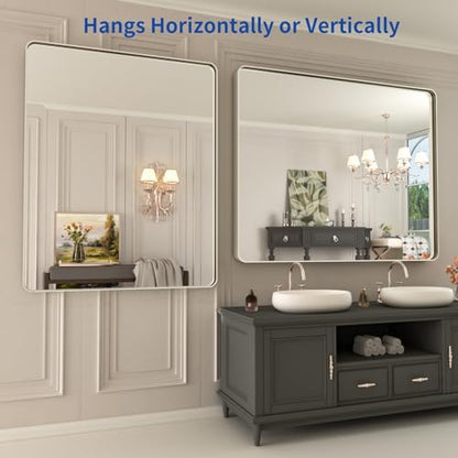 WEER Brushed Nickel Bathroom Vanity Mirror 40X32 Inch