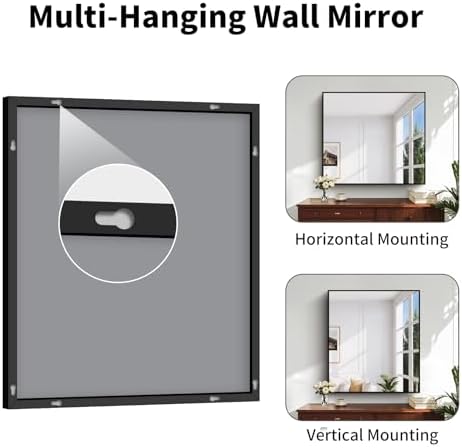 Koonmi Black Bathroom Mirror for Over Sink,Metal Framed 36"x40" Wall Mirror