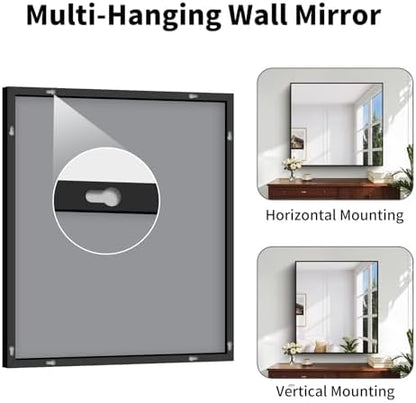 Koonmi Black Bathroom Mirror for Over Sink,Metal Framed 36"x40" Wall Mirror