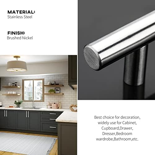 Homdiy 2-1/2 Inch Brushed Nickel Cabinet Handles - 50 Pack Kitchen Pulls, Square Hardware for Cabinets and Cupboards
