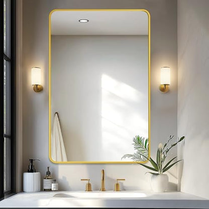 Delma Bathroom Vanity Mirror, Gold Framed Mirror for Over Sink, 40x28