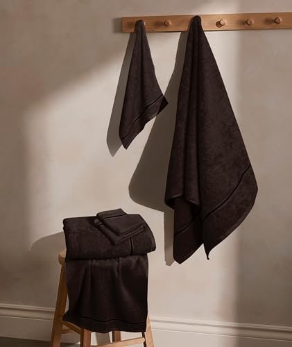 MyOwn Ultra Soft 6 Pack Cotton Towel Set, Contains 2 Bath Towels 28x55 inch, 2 Hand Towels 16x24 inch & 2 Wash Coths 12x12 inch, Ideal Everyday use, Compact & Lightweight - Chocolate Brown