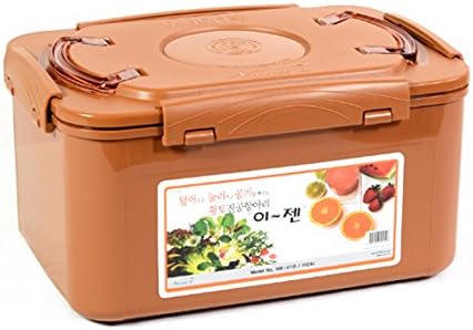 e-jen Premium Kimchi, Sauerkraut Container Probiotic Fermentation with Inner Vacuum Lid (Earthenware Brown, 2.9 gal/ 11L)