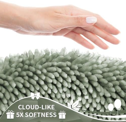 Yimobra Chenille Bathroom Rugs Non Slip, Extra Thick Soft Absorbent Bath Rug 31.5x20 Inch, Machine Washable Quick Dry Bath Mat for Bathroom Floor, Tub and Shower, Home Decor Accessories, Sage Green