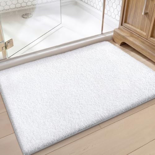 Color&Geometry Standard Sized Bath Mats for Bathroom Non Slip,20"x32",White