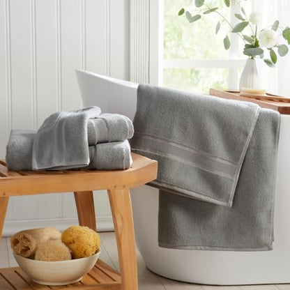 Springtree Home Luxury Bamboo Rayon Bath Towel Set | 6-Piece Set | Carbon