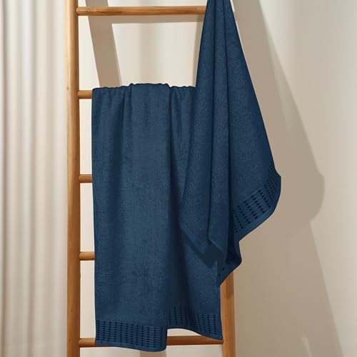 BELIZZI HOME Cotton 2 Pack Oversized Bath Towel Set 28x55 inches, Large Bath Towels, Ultra Absorbant Compact Quickdry & Lightweight Towel, Ideal for Gym Travel Camp Pool - Mineral Blue