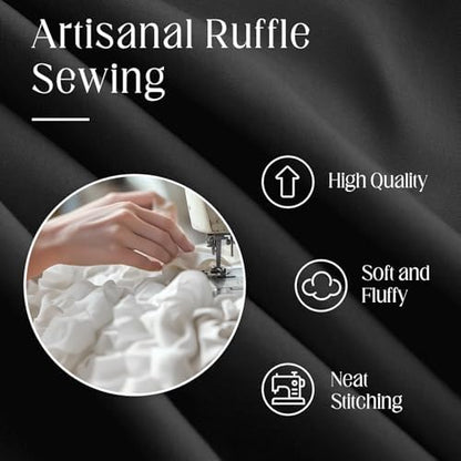 Ruffle Farmhouse Shower Curtain, Black Vintage Shower Curtains for Bathroom Fabric Cute Rustic Cloth, 72" W X 78" L Inch